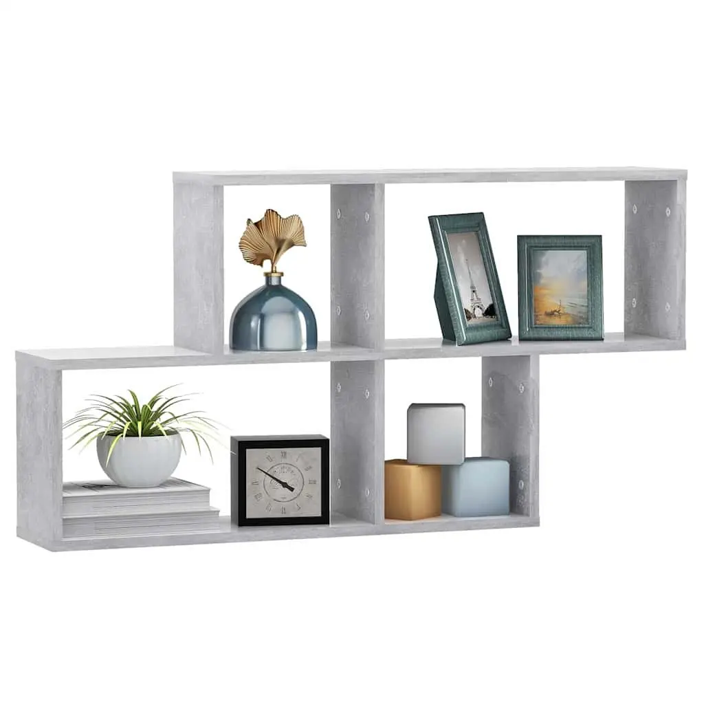 Wall Shelf Display Storage Organizer 100x18x53cm Grey Concrete Engineered Wood