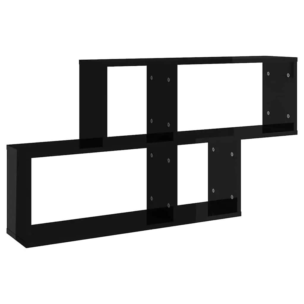 Wall Shelf Black High Gloss Display Cube Floating Storage Shelving Unit 100 x 18 x 53 cm