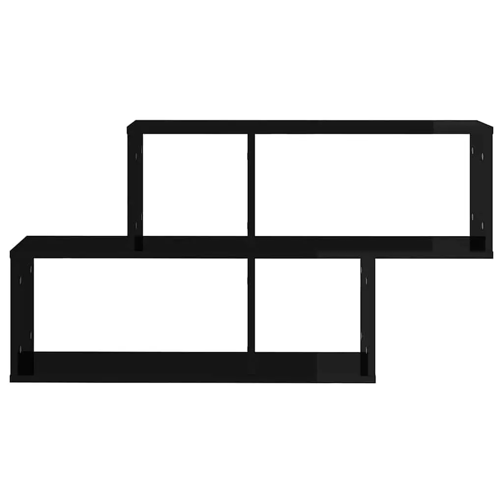 Wall Shelf Black High Gloss Display Cube Floating Storage Shelving Unit 100 x 18 x 53 cm