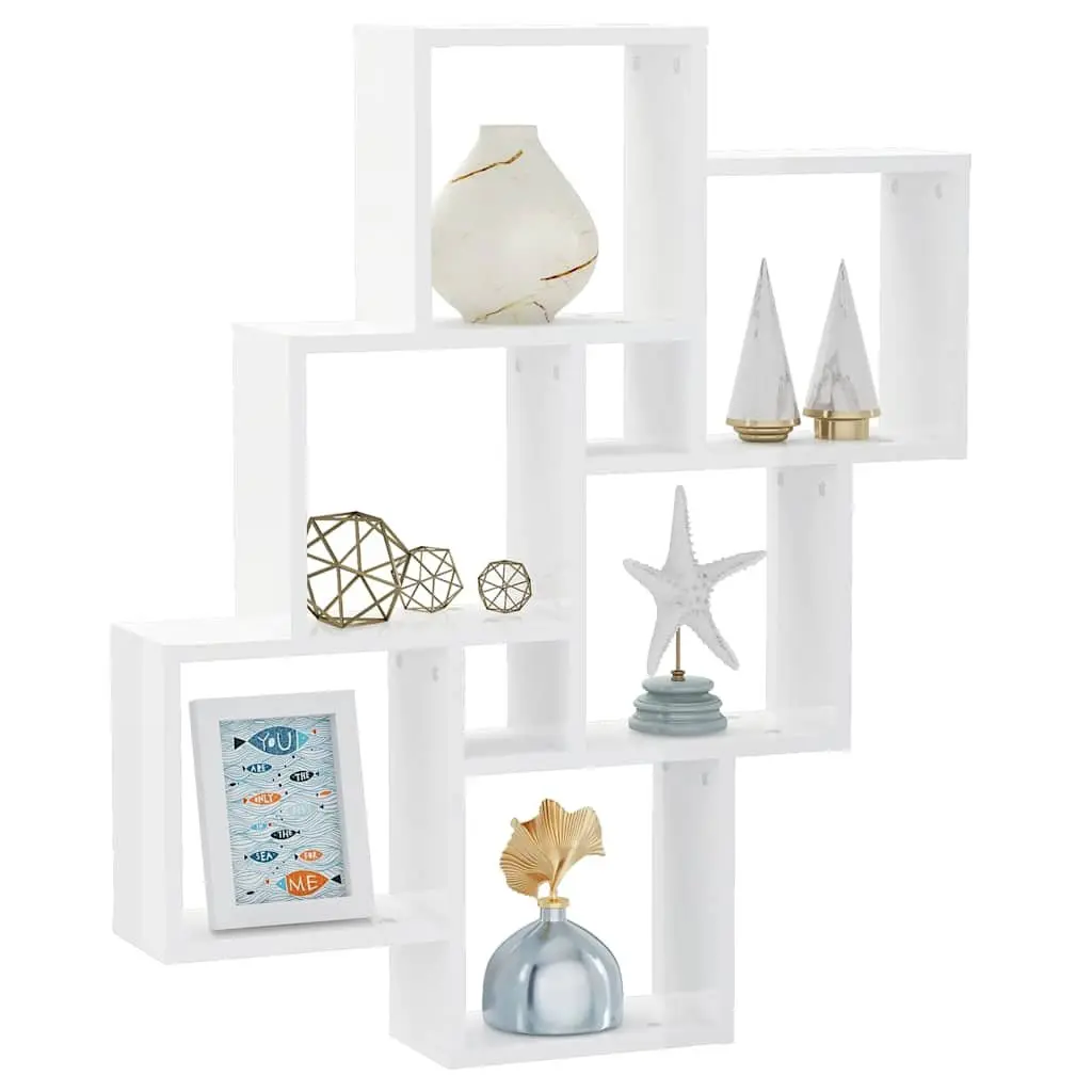 Wall Cube Shelf White Open Compartments Storage Display Shelving Unit