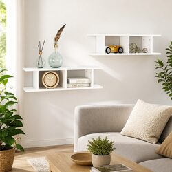 Wall Shelf Cube 2 Pieces White Floating Storage Display Shelving Unit