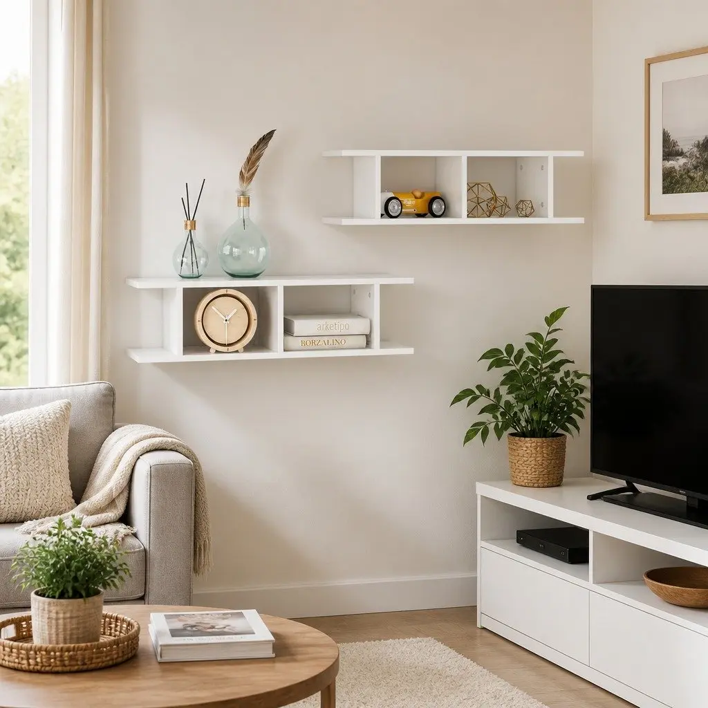 High Gloss White Floating Shelves for Storage