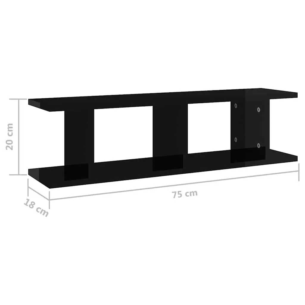 Wall Shelves 2 Piece Set Black Floating Display Cube Shelf Living Room Bedroom