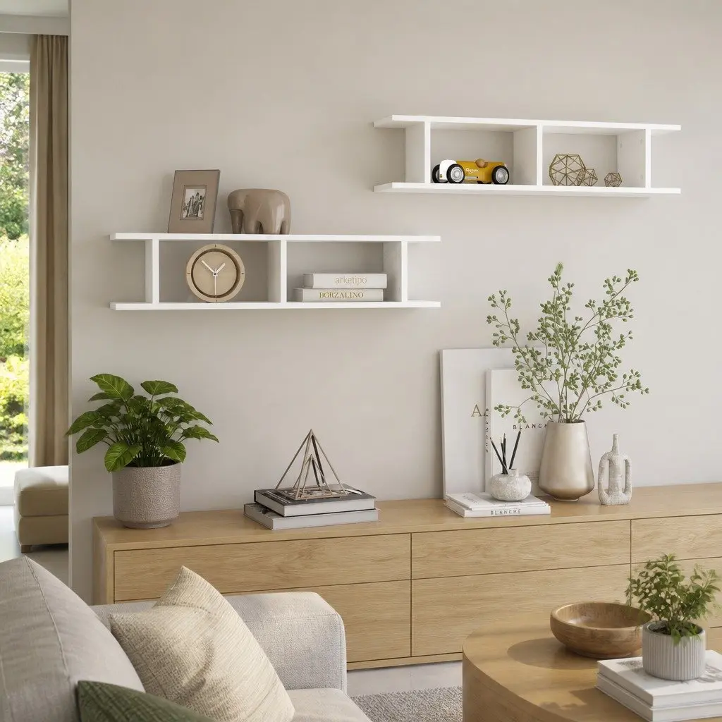Floating Wall Shelf White 90x18x20cm Display Storage Shelf