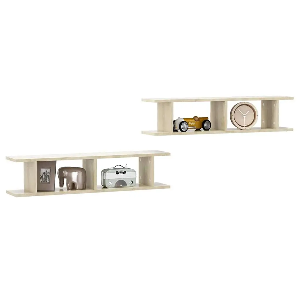 Wall Shelves 2 Pieces Brown Cube Display Storage Shelving Unit Home Decor