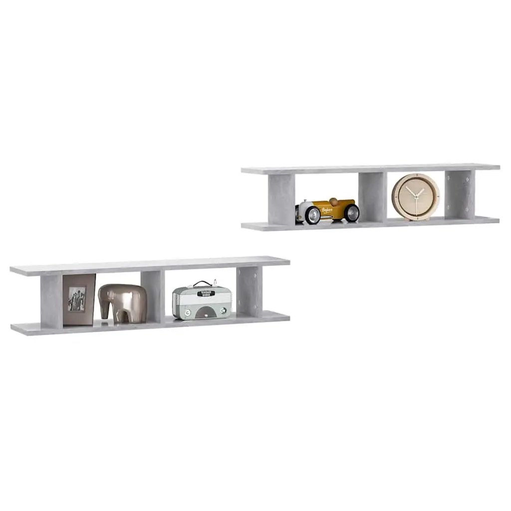 Wall Shelves 2 pc Grey Floating Display Cube Storage Bedroom Living Room Decor