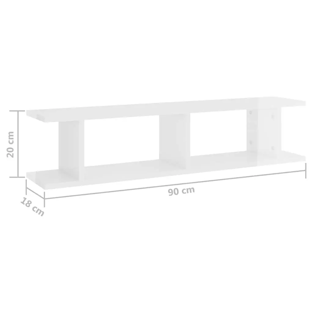 Wall Shelves 2 pcs High Gloss White Floating Cube Storage Display Shelving Unit