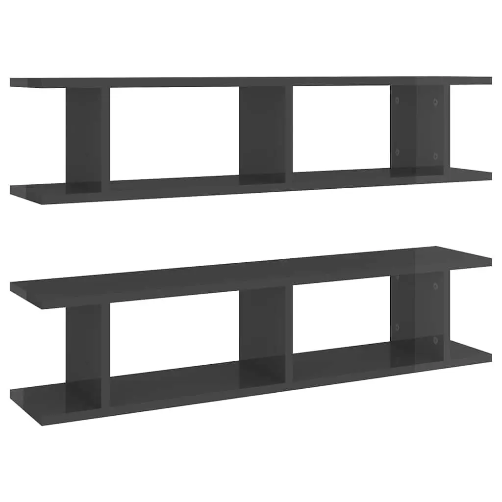 Wall Shelves 2 Pieces Grey Floating Display Cube Storage Bedroom Living Room