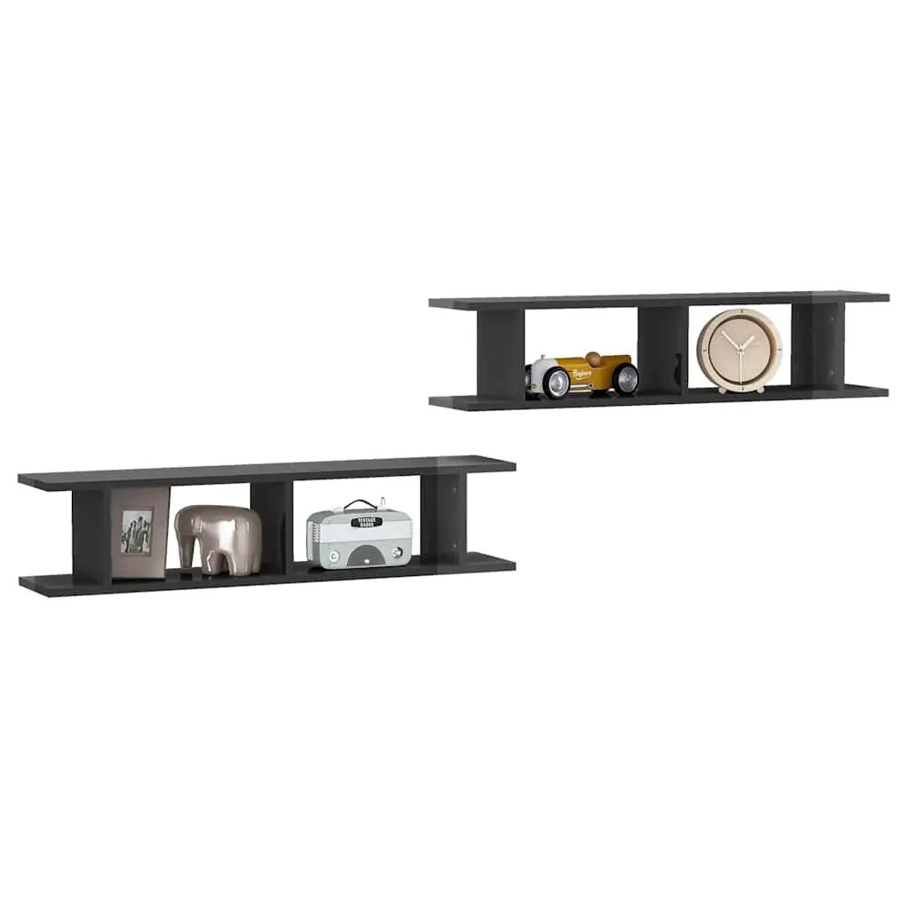 Wall Shelves 2 Pieces Grey Floating Display Cube Storage Bedroom Living Room