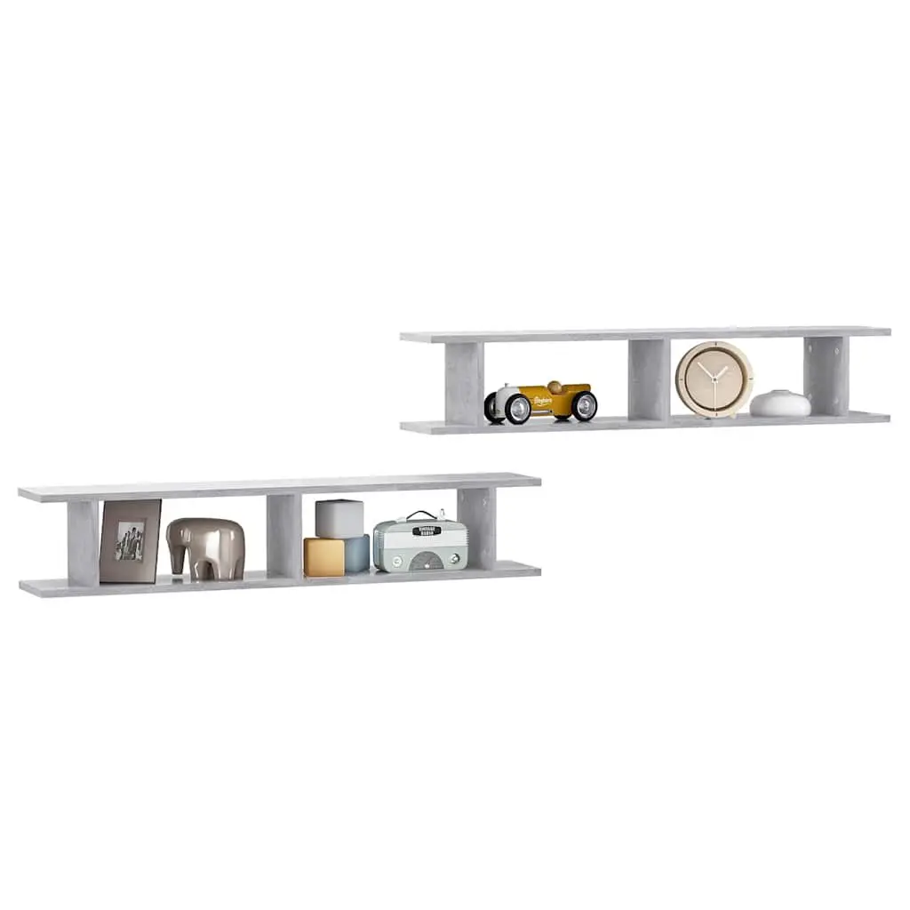 Wall Shelves 2 pcs Grey Cube Display Floating Storage Mounting System