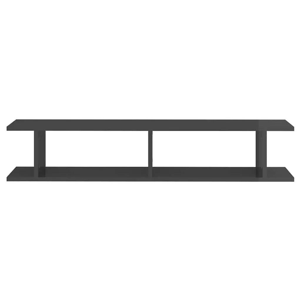 Wall Shelves Grey High Gloss Floating Shelf 2 Piece Living Room Bedroom