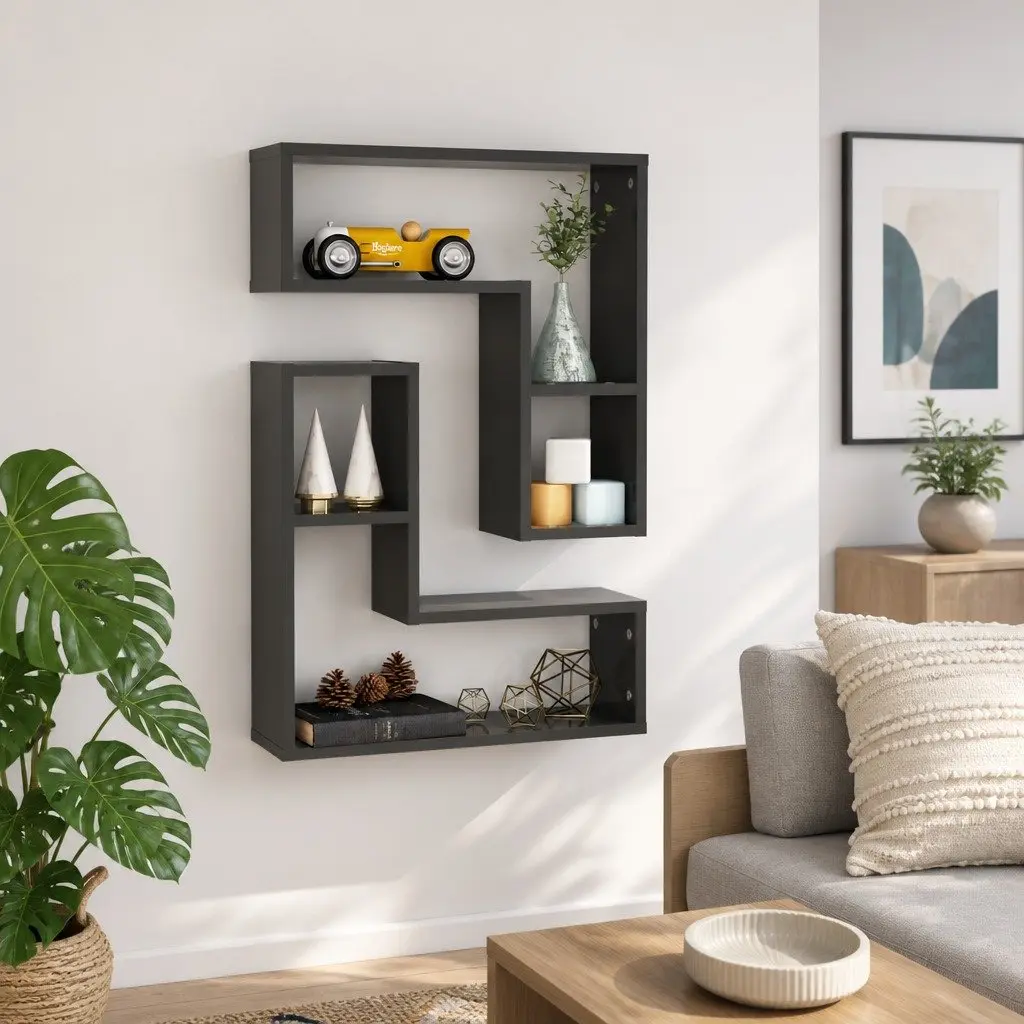 Wall Shelves Grey Cube Floating Display Storage 50 x 15 x 50 cm 2 pcs