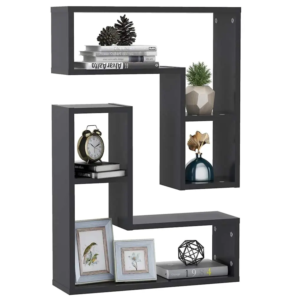 Wall Shelves Grey Cube Floating Display Storage 50 x 15 x 50 cm 2 pcs