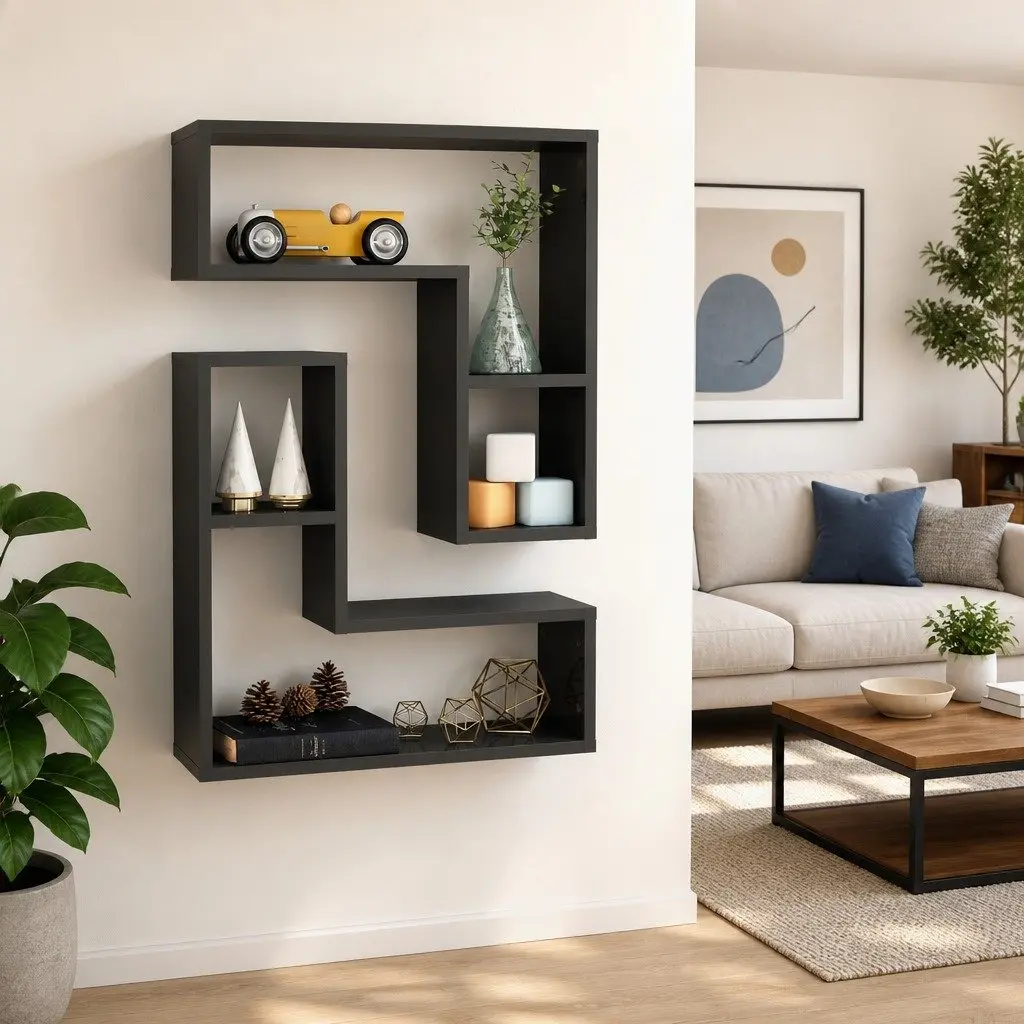 Cube Shelving Unit Grey 50x15x50cm Display Wall Shelves Storage 2 Piece Home Decor