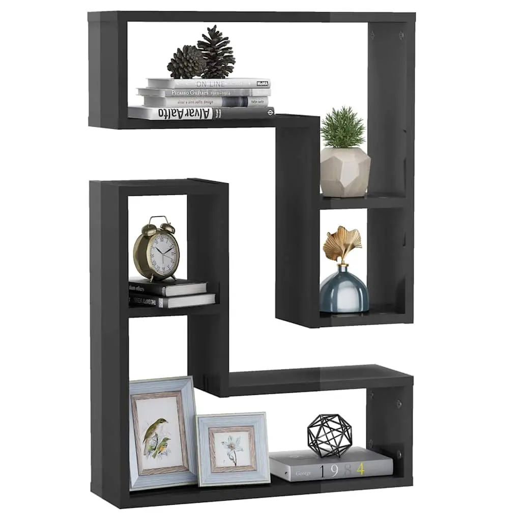 Cube Shelving Unit Grey 50x15x50cm Display Wall Shelves Storage 2 Piece Home Decor