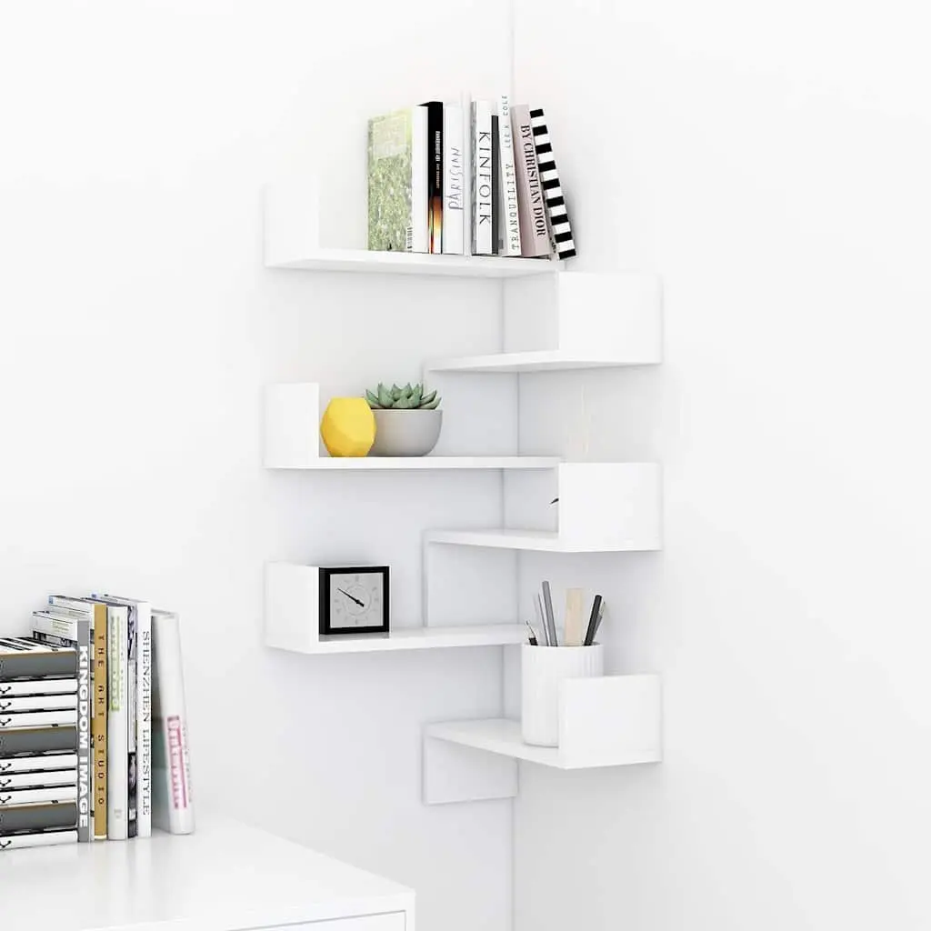Wall Corner Shelves Display Storage Unit 40 x 40 x 50 cm White 2 Pieces