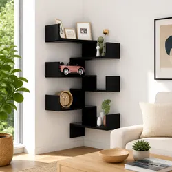 Reliable Black Corner Shelves - 2 pc Set for Easy Use