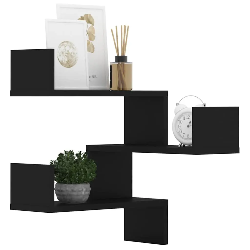 Wall Corner Shelves 2 pcs Black 40x40x50 cm Storage Display Floating Shelf