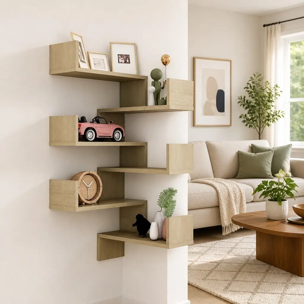 Wall Corner Shelves 2 pcs Brown Engineered Wood 40x40x50 cm Display Storage