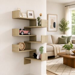 Versatile Brown Corner Shelves for Efficient Space Use, 2 pcs