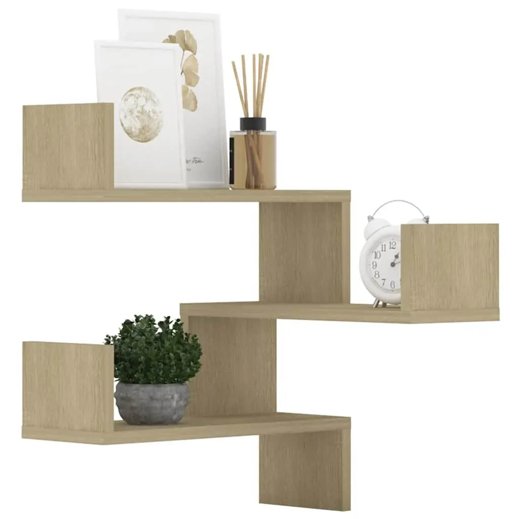 Wall Corner Shelves 2 pcs Brown Engineered Wood 40x40x50 cm Display Storage