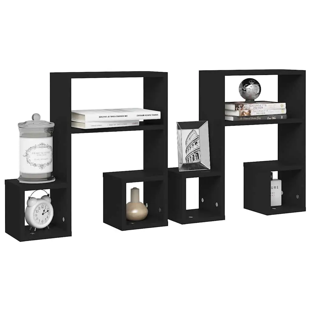 Black Music Note Wall Shelves Set of 2