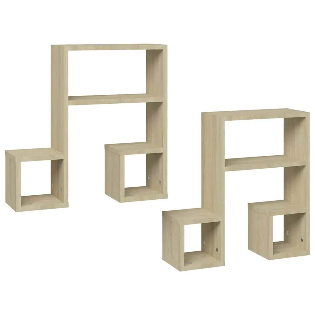 Wall Shelves Music Note Shape Storage Display 50 x 15 x 50 cm Brown 2 Pieces