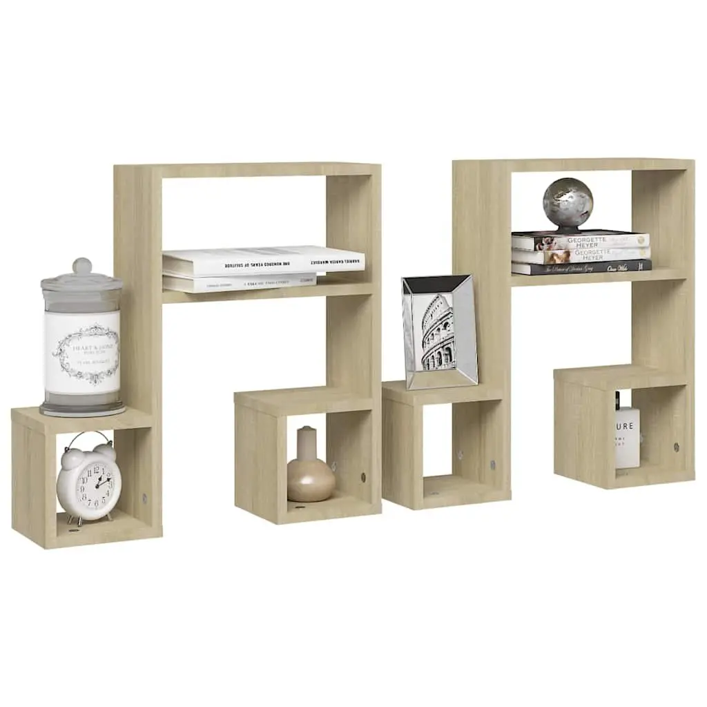 Wall Shelves Music Note Shape Storage Display 50 x 15 x 50 cm Brown 2 Pieces