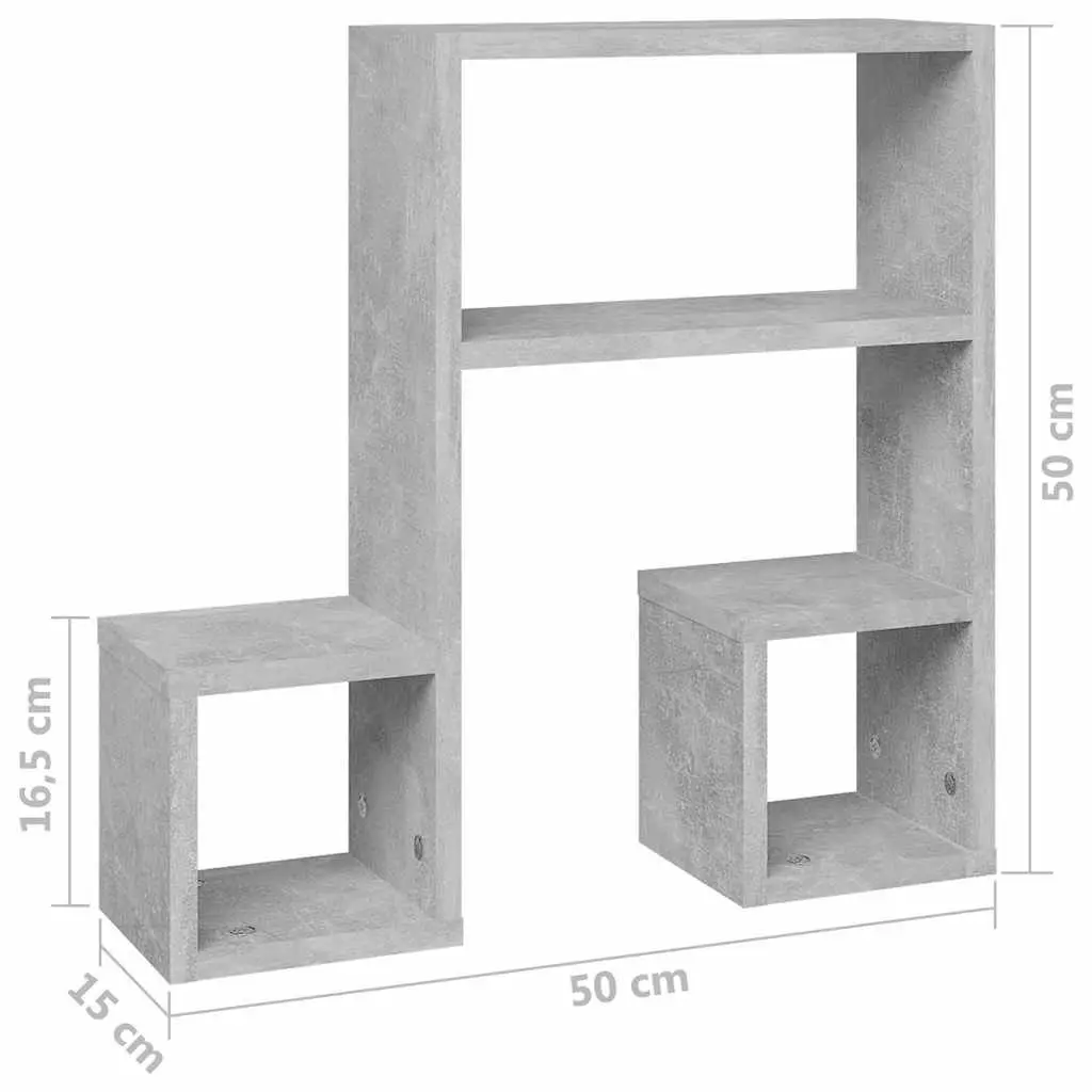 Wall Shelves Music Note Design Grey Set of 2 Hanging Floating Bedroom Living