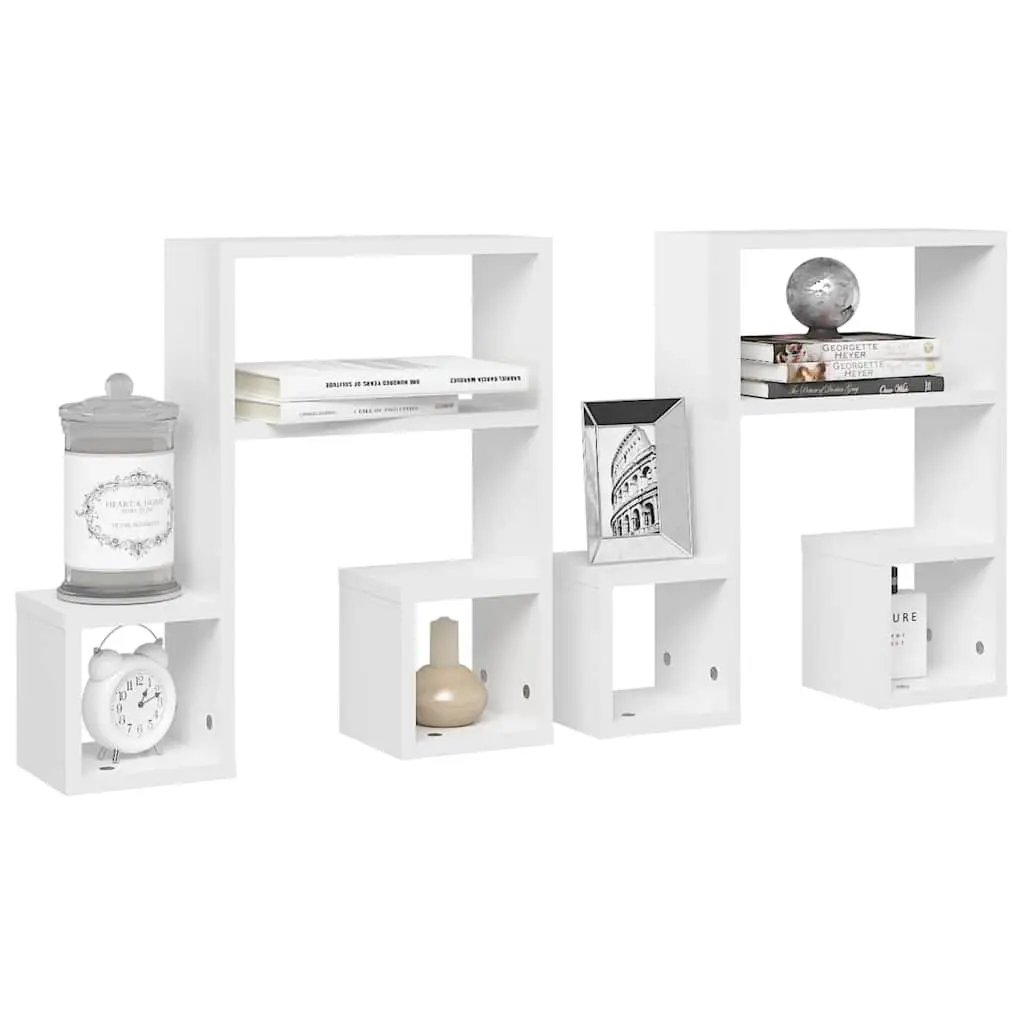 Wall Shelves Music Note Shape White 50x15x50 cm Set of 2 Display Storage