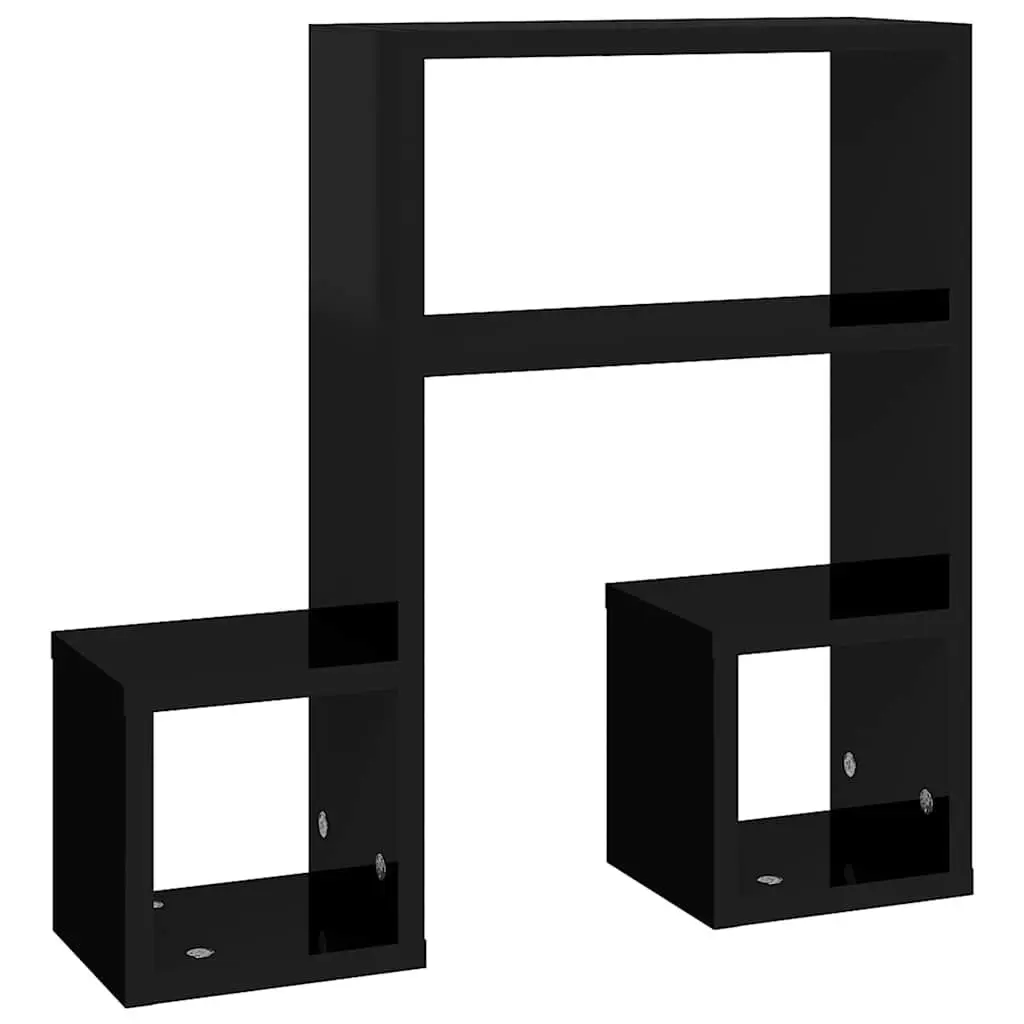 Music Note Wall Shelf Floating Storage Display Shelves 50x15x50 cm Black 2 Piece