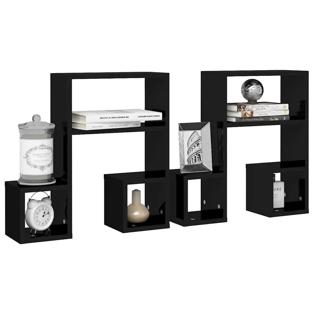 Music Note Wall Shelf Floating Storage Display Shelves 50x15x50 cm Black 2 Piece