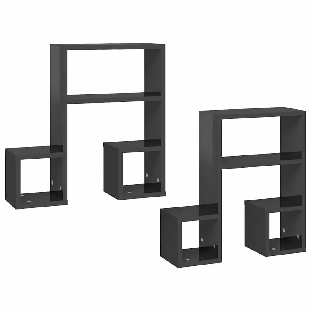 Music Note Wall Shelf Storage Display 50 x 15 x 50 cm Grey 2 Pcs