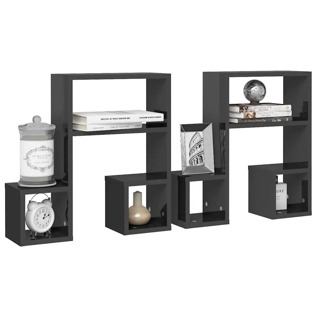 Music Note Wall Shelf Storage Display 50 x 15 x 50 cm Grey 2 Pcs