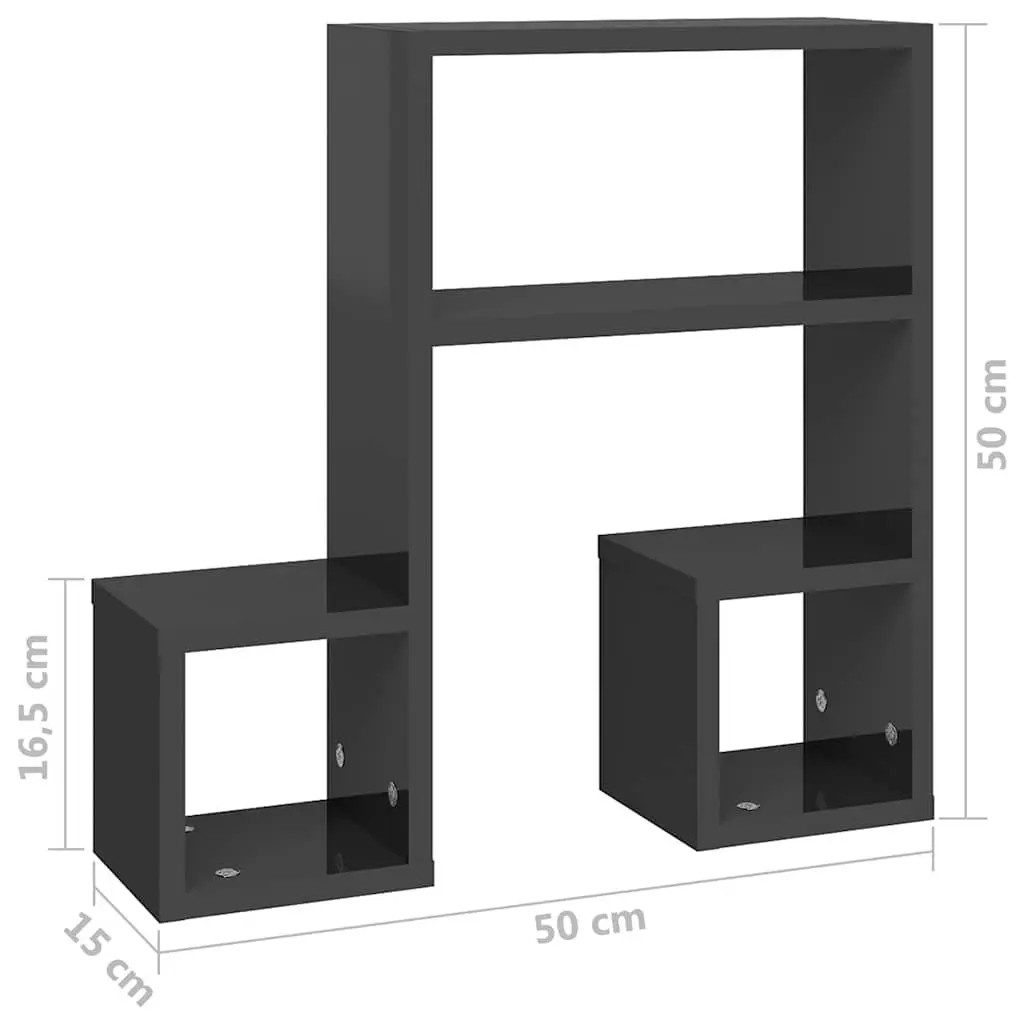 Music Note Wall Shelf Storage Display 50 x 15 x 50 cm Grey 2 Pcs
