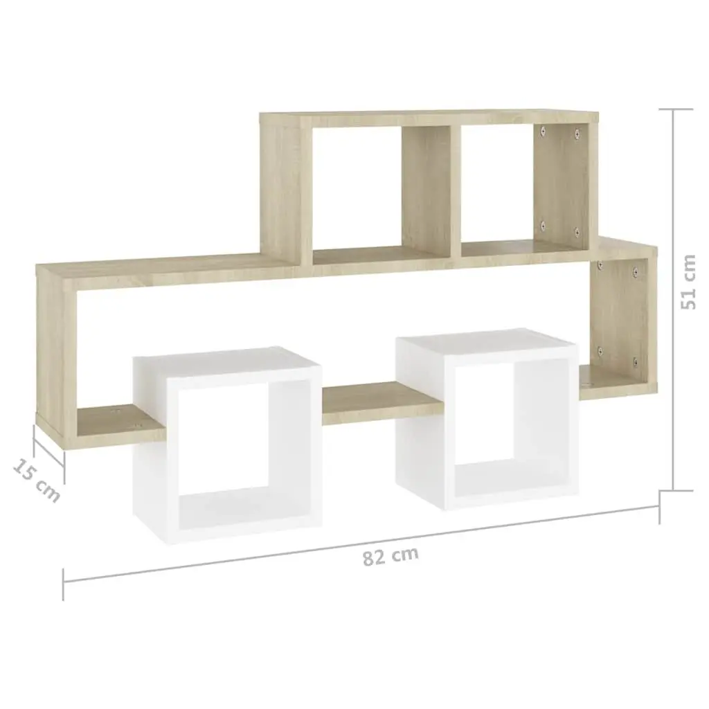 Car-Shaped Wall Shelf White Sonoma Oak Engineered Wood Storage Display Organizer