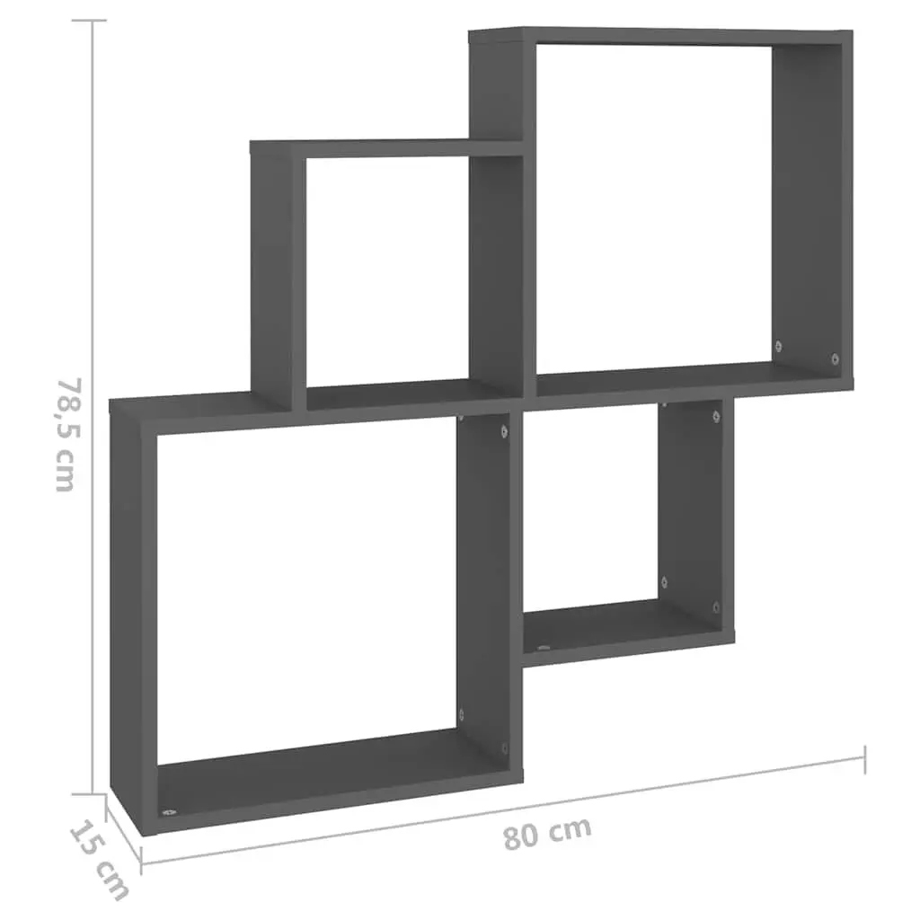 Wall Cube Shelf Grey Open Compartments Storage Display Hanging Shelving Unit