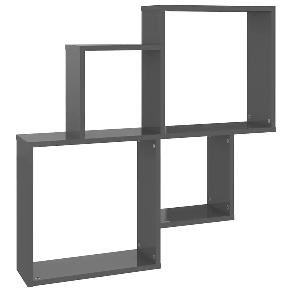 Grey Open Compartment Wall Cube Shelf