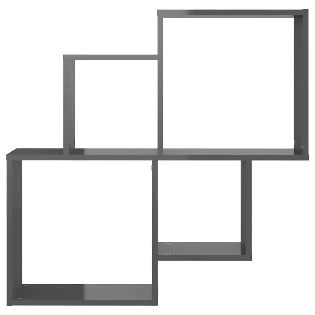 Grey Open Compartment Wall Cube Shelf
