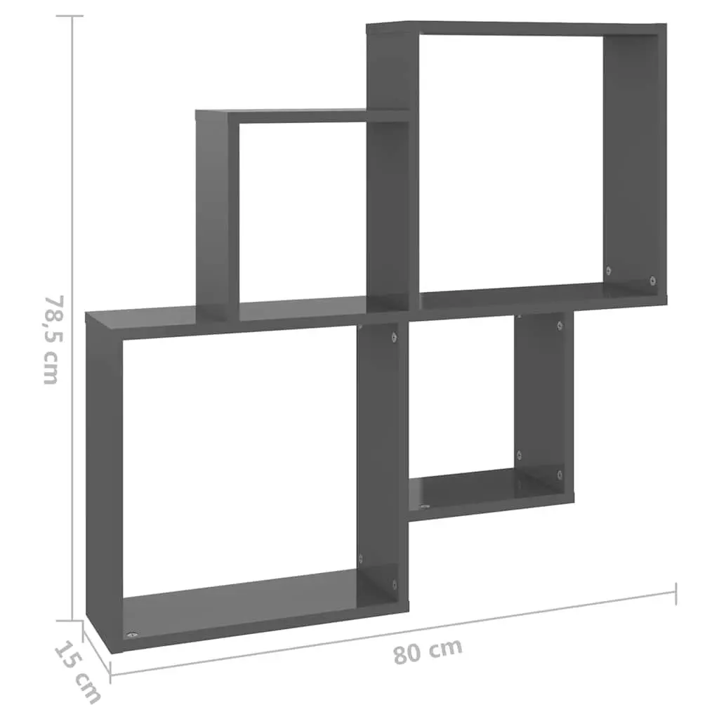 Grey Open Compartment Wall Cube Shelf