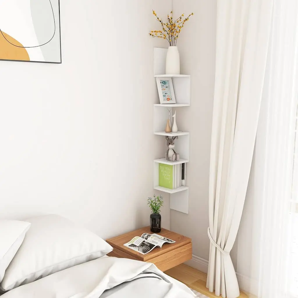 White Wall Corner Shelf for Home Display