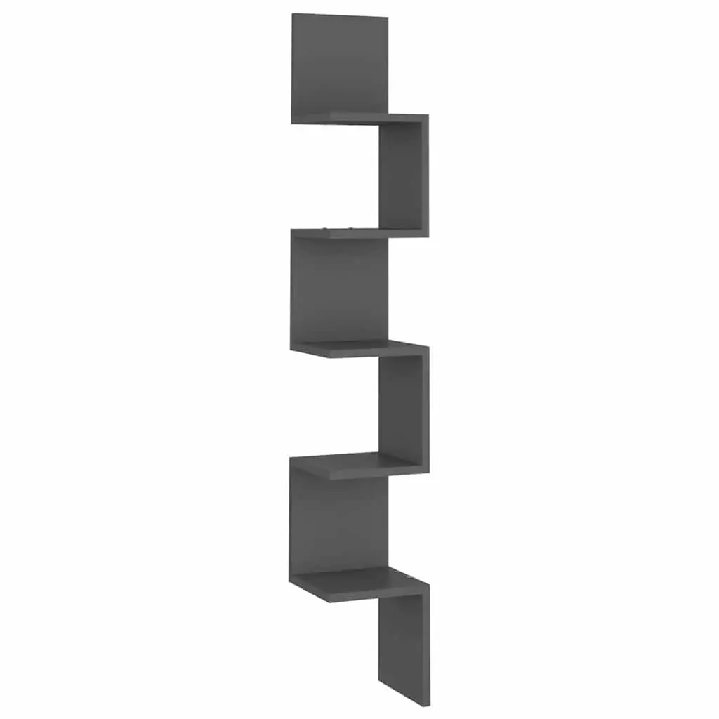 Corner Shelf Grey Storage Display Unit 20 x 20 x 127.5 cm for Living Room Bedroom Kitchen