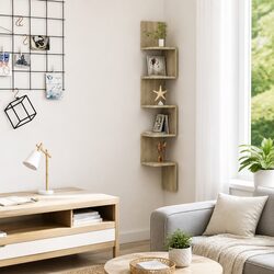 Affordable Brown Corner Shelf with Practical Design