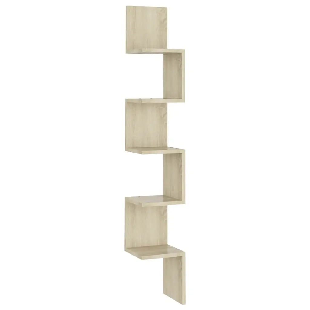 Wall Corner Shelf Brown Engineered Wood Display Shelving 20 x 20 x 1275 cm