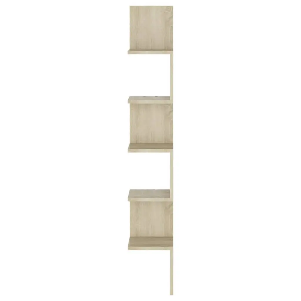 Wall Corner Shelf Brown Engineered Wood Display Shelving 20 x 20 x 1275 cm