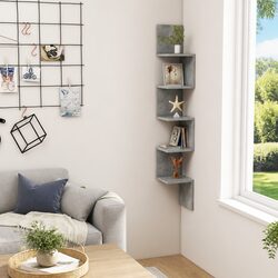 Grey Engineered Wood Corner Shelf with Practical Benefits