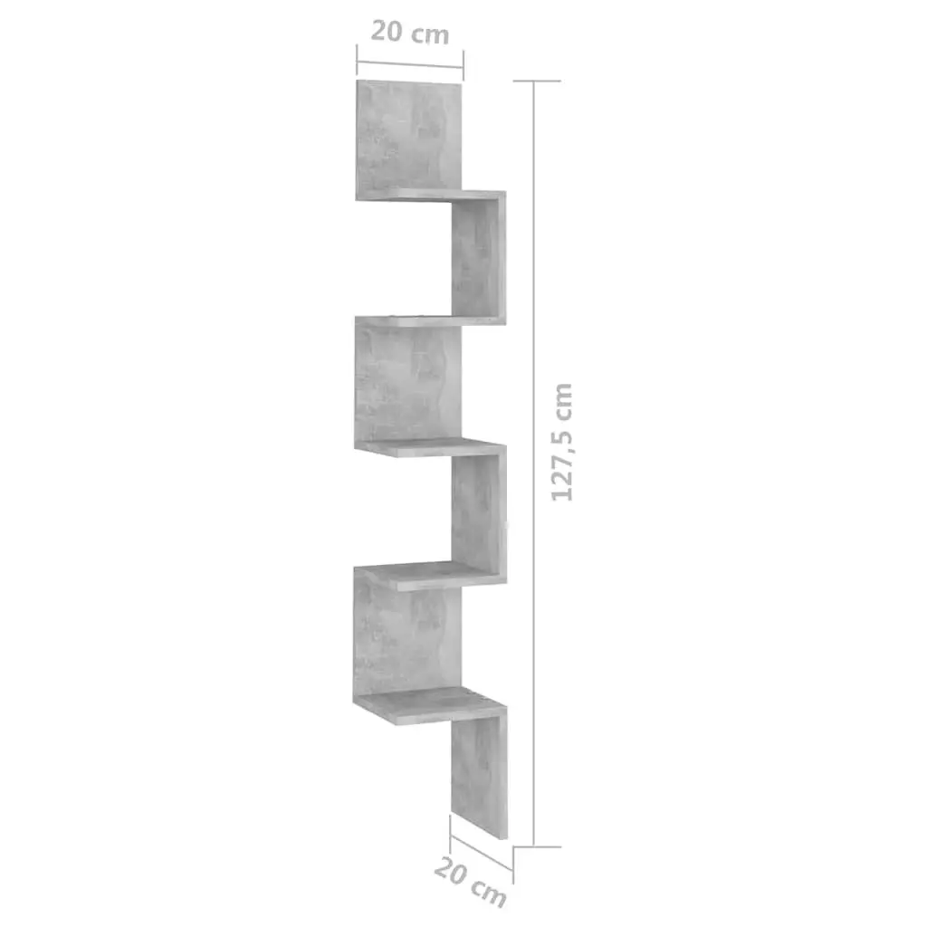 Wall Corner Shelf Grey Engineered Wood Living Room Bedroom Kitchen Display