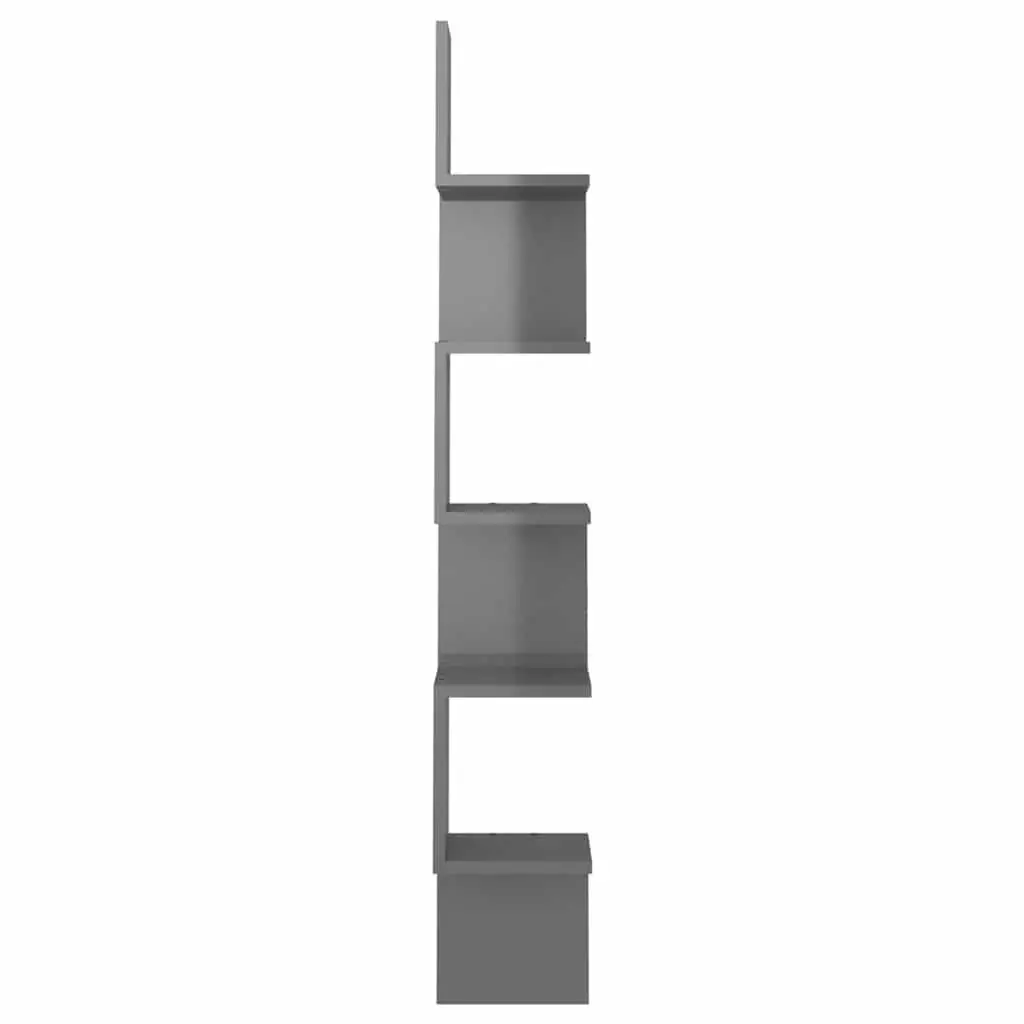 Wall Corner Shelf Grey High Gloss Storage Display 20x20x127.5cm