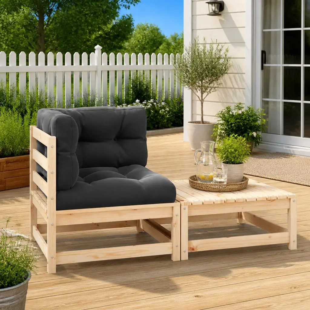 Outdoor Sectional Sofa Set Lounge Seating 2 Piece Anthracite
