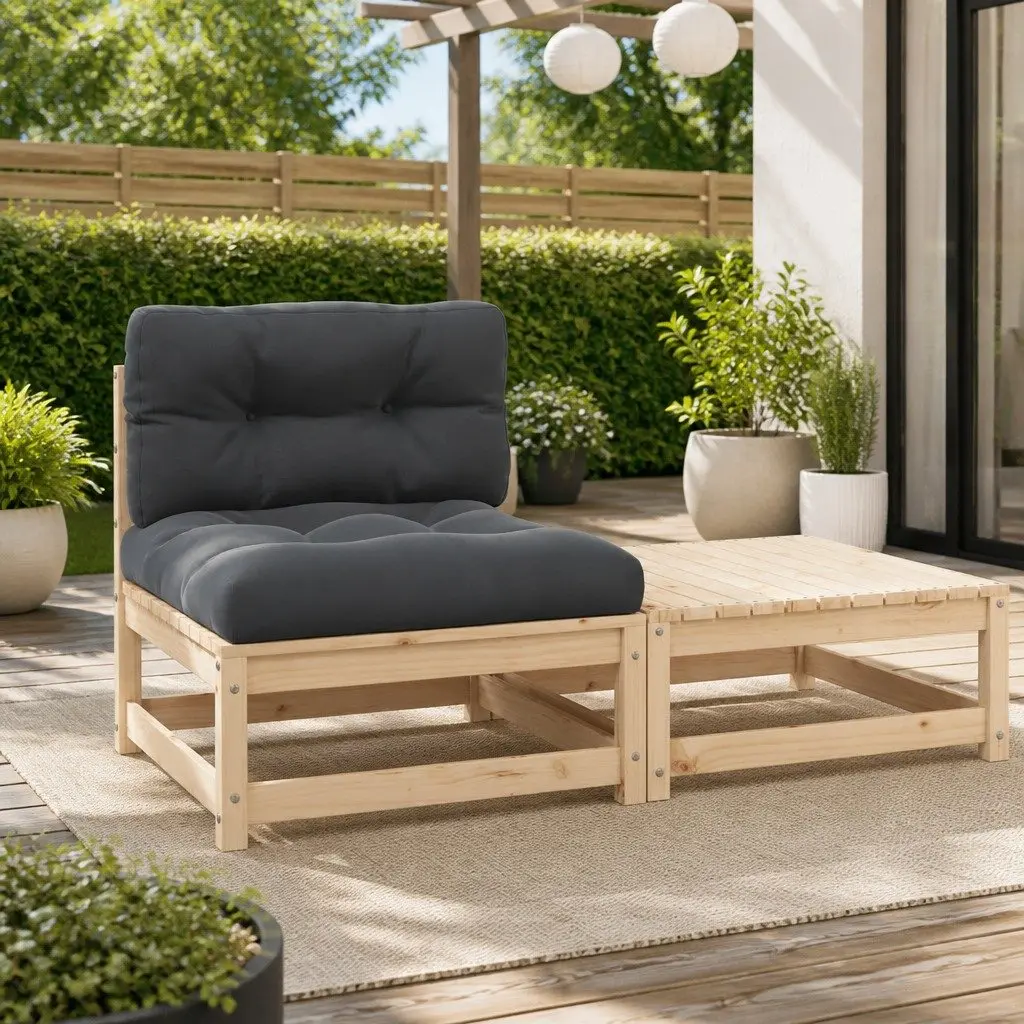 3 Piece Outdoor Lounge Set Modular Garden Sectional Sofa with Cushions Anthracite